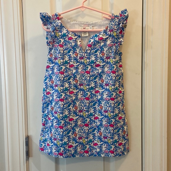 Vineyard Vines Other - Vineyard Vines Girls 4T Dress Tropical Print Ruffle Sleeves EUC Smoke/Pet Free